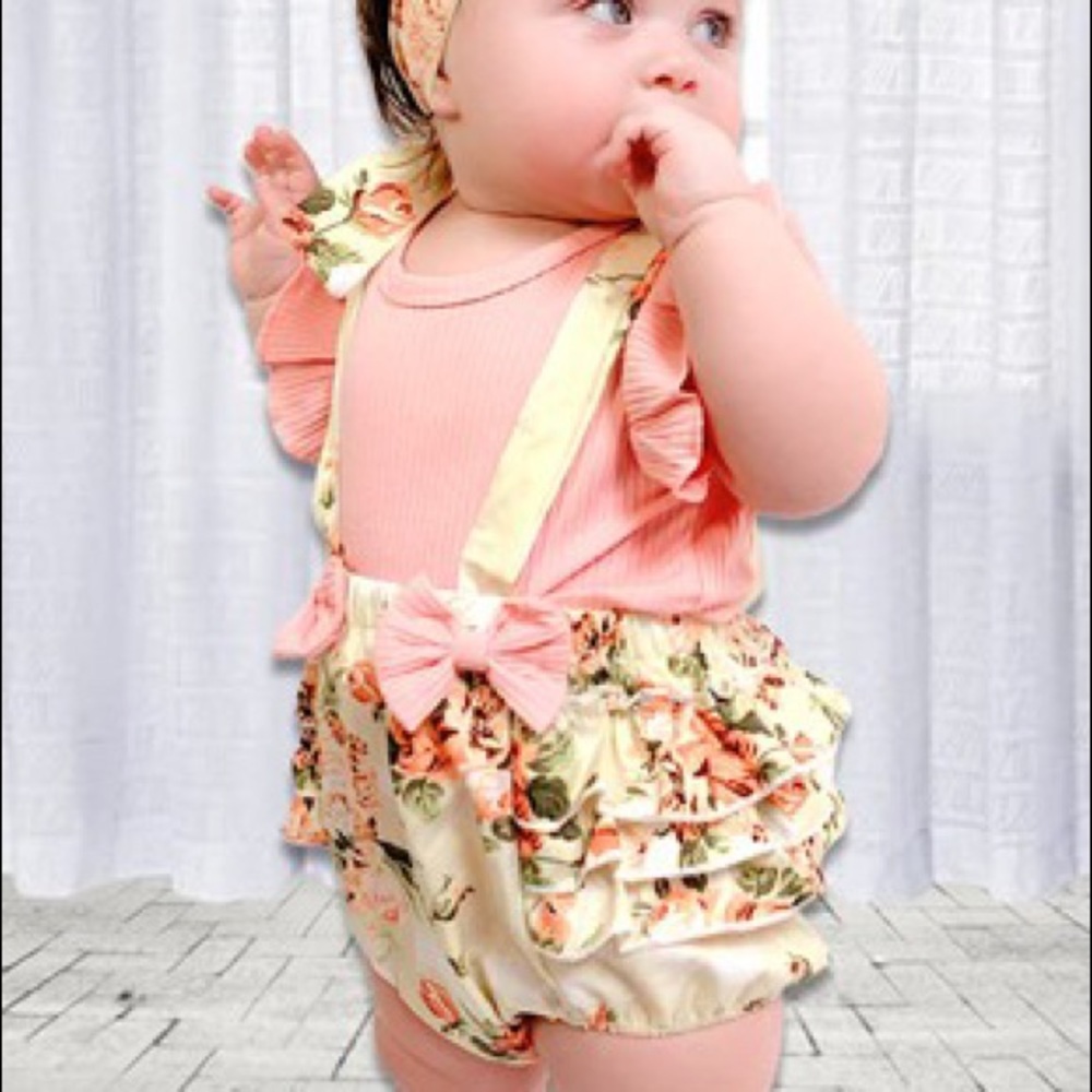 Baby girl overalls 3 piece set